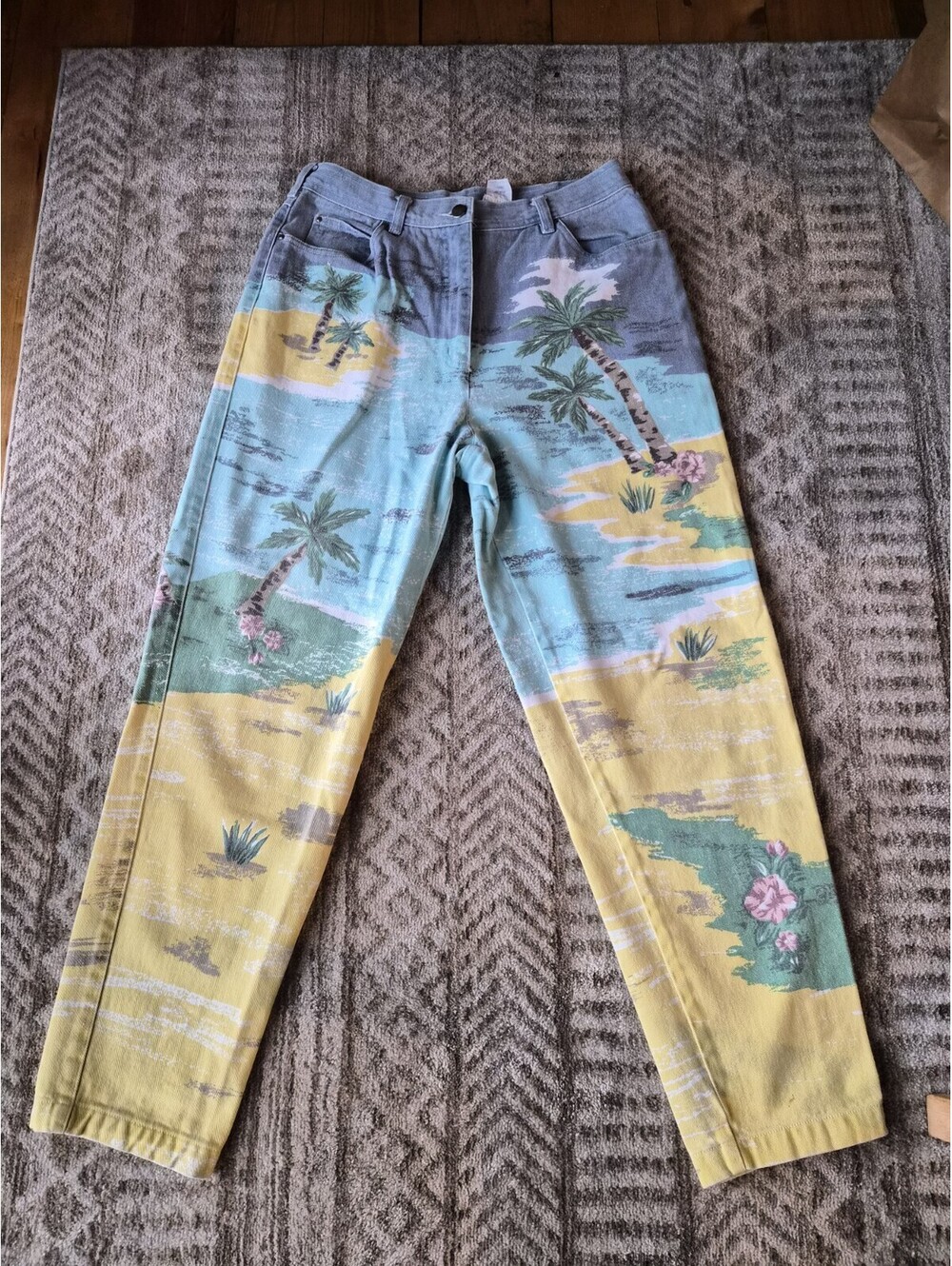 Vintage Together Jeans Print Island Womens Amazing Shape